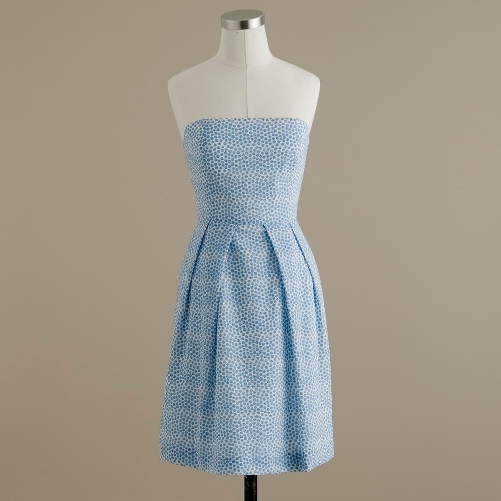 J. Crew Sky Blue Strapless Pleated Sundress